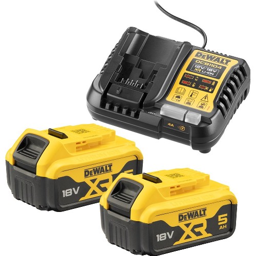 Lader og batteripakke DEWALT 2x18 V 5.0 Ah Li-Ion